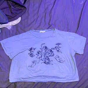 cyan angel cropped tee